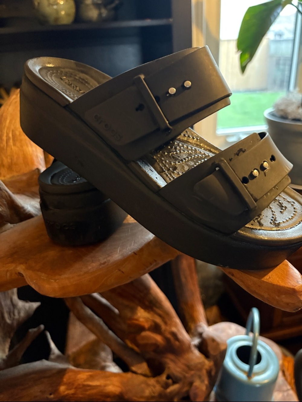 CROCS Black Platform Slide Sandals